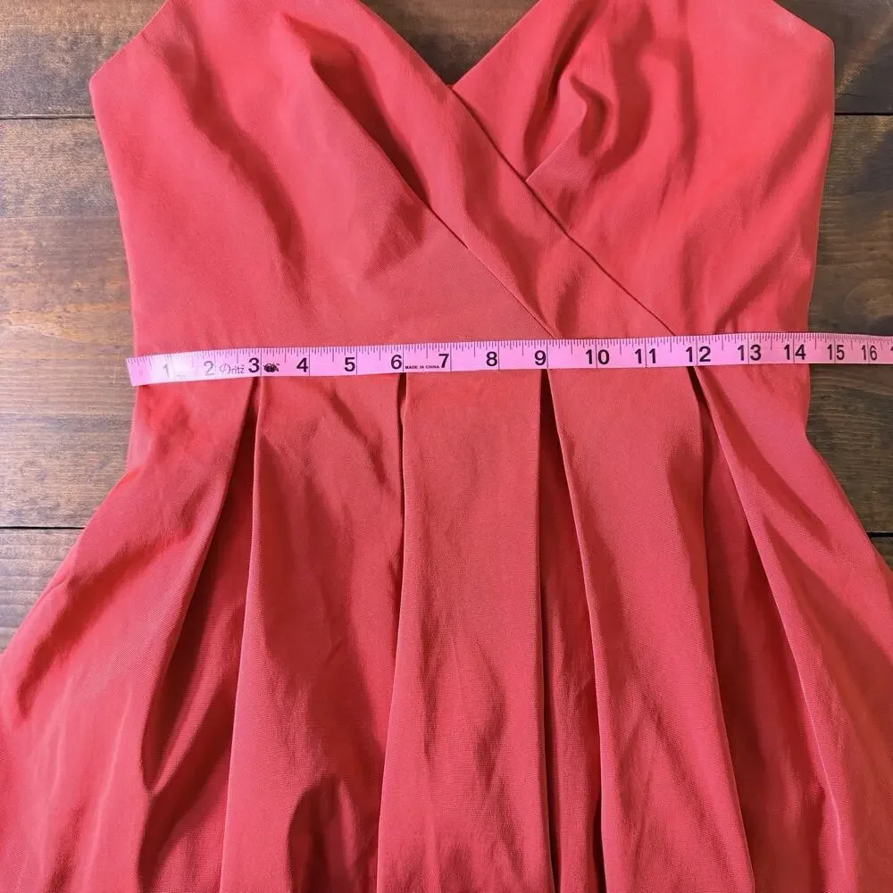 J. Crew Red Spaghetti Strap Pleated Cocktail Taffeta Dress Size 6 Fit & Flare